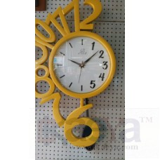 OkaeYa Antic round shape wall clock yellow colour